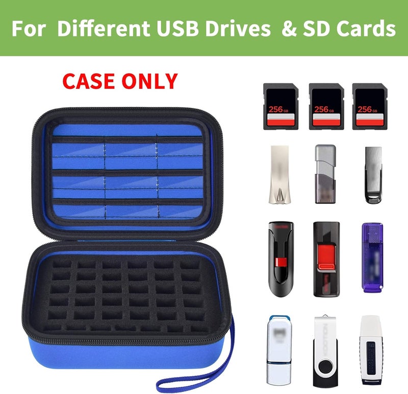ALKOO حافظة فلاش USB، حافظة بطاقة SD وذاكرة وجرابات فلاش للأجهزة من SanDisk وSamsung، صندوق تخزين واقي صلب - للمسؤولين عن تكنولوجيا المعلومات، المصورين وفرق الأفلام - صندوق فقط - (أزرق) - Image 2